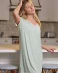LAURA NIGHTGOWN | GREEN & WHITE STRIPES