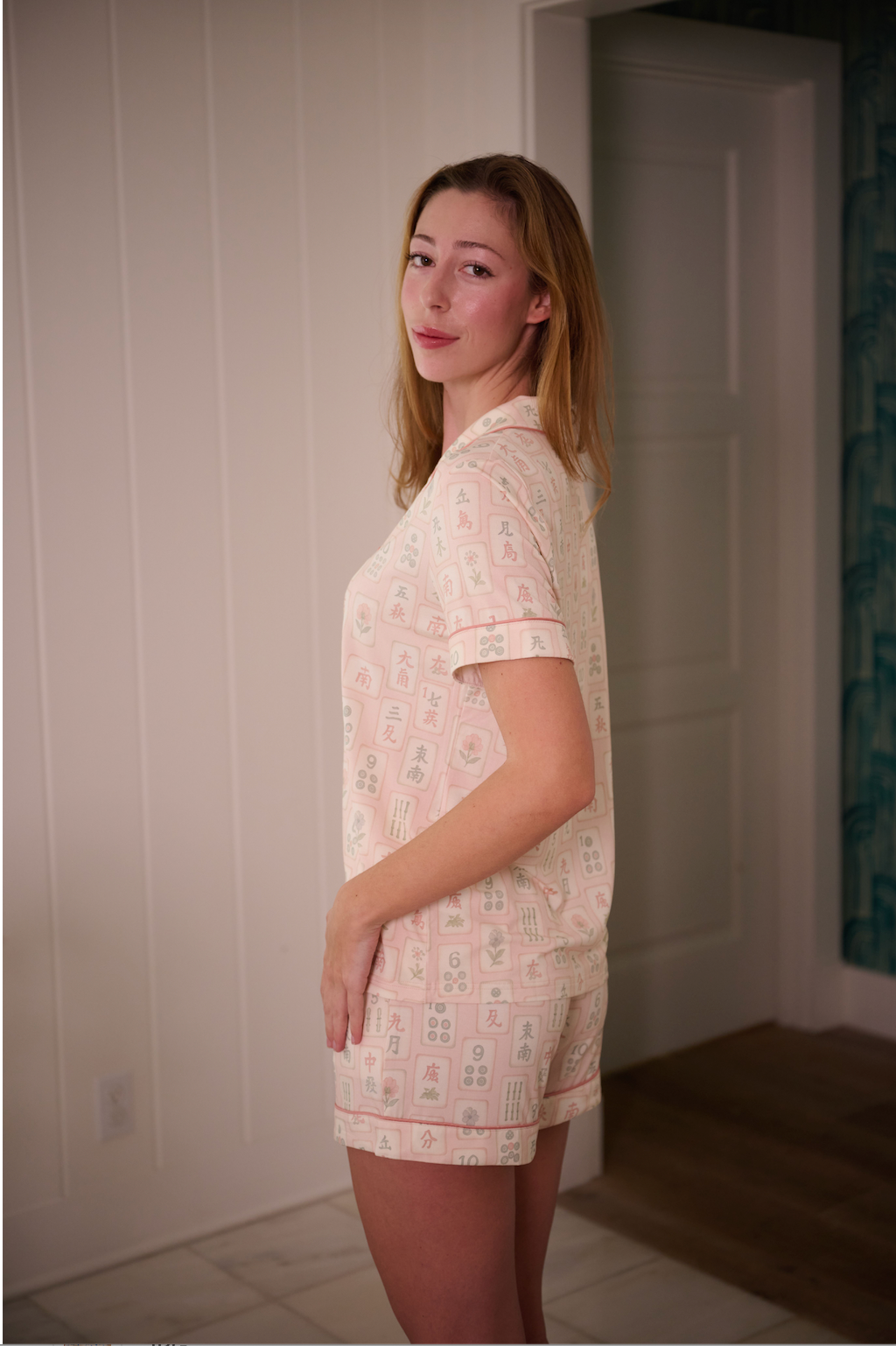 ELSIE SHORTIE PAJAMAS | MAH JONGG PRINT